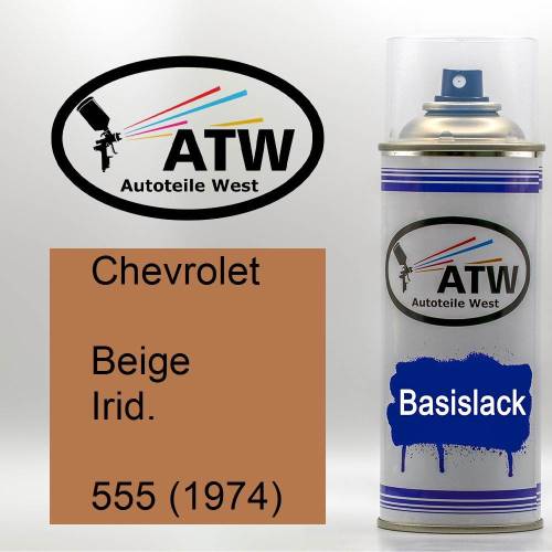 Chevrolet, Beige Irid., 555 (1974): 400ml Sprühdose, von ATW Autoteile West.